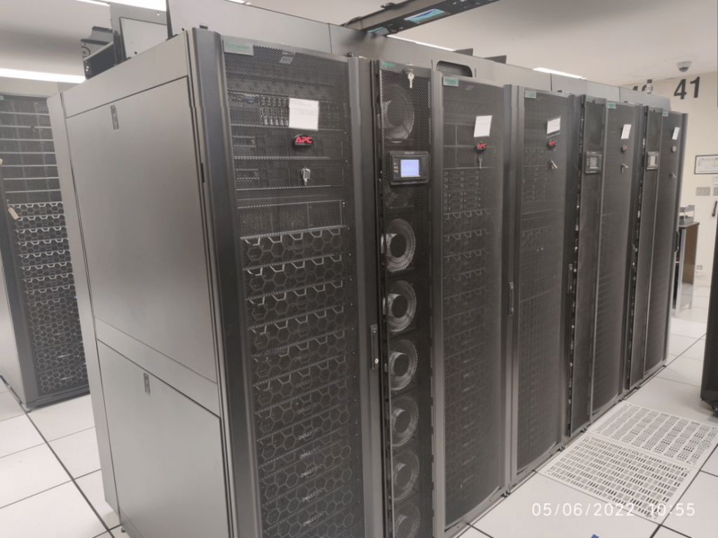 Image of server racks at the Arkansas high-performance computing center.